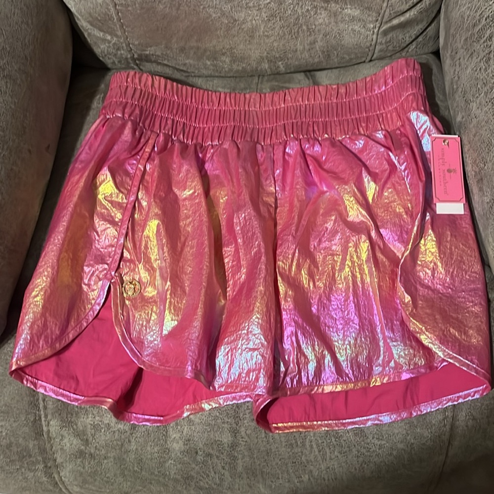 NWT Simply Southern Classic Metallic Pink Shorts Size Large